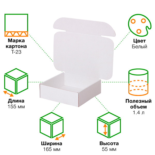 Короб КС-422 МГФ, белый, 155*165*55 мм Короб КС-422 МГФ, белый, 155*165*55 мм
