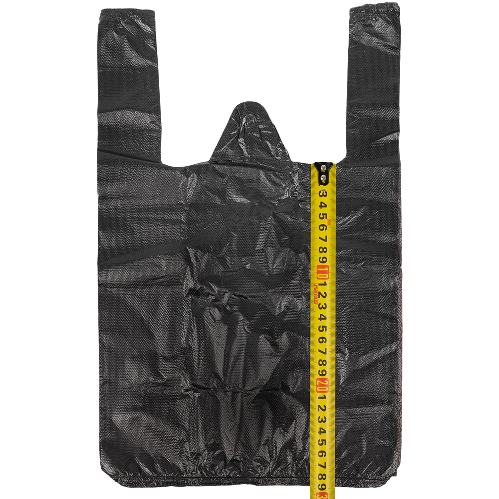 Черный пакет майка ПНД, 25+12*45см, 9 мкм, 100шт. Черный пакет майка ПНД, 25+12*45см, 9 мкм, 100шт.