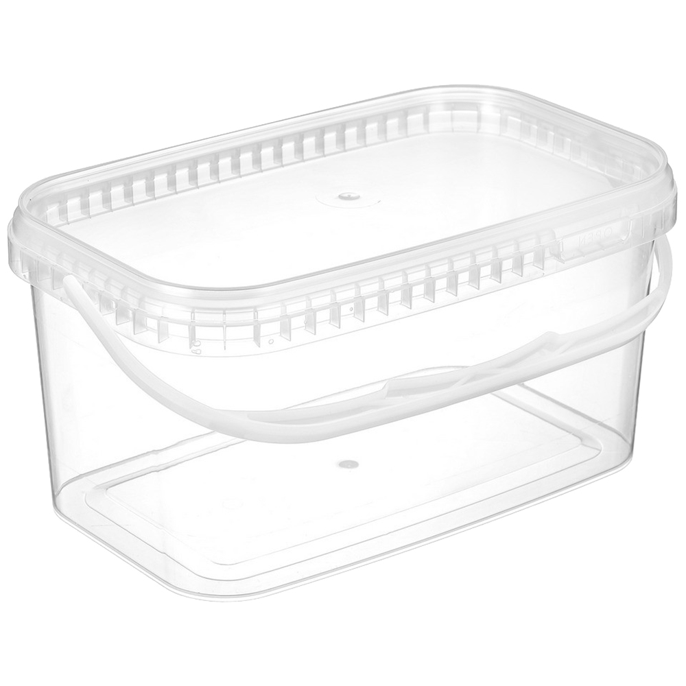 Пластиковое ведро, прямоугольное, прозрачная крышка, от -25 до +70 °C, 2000мл