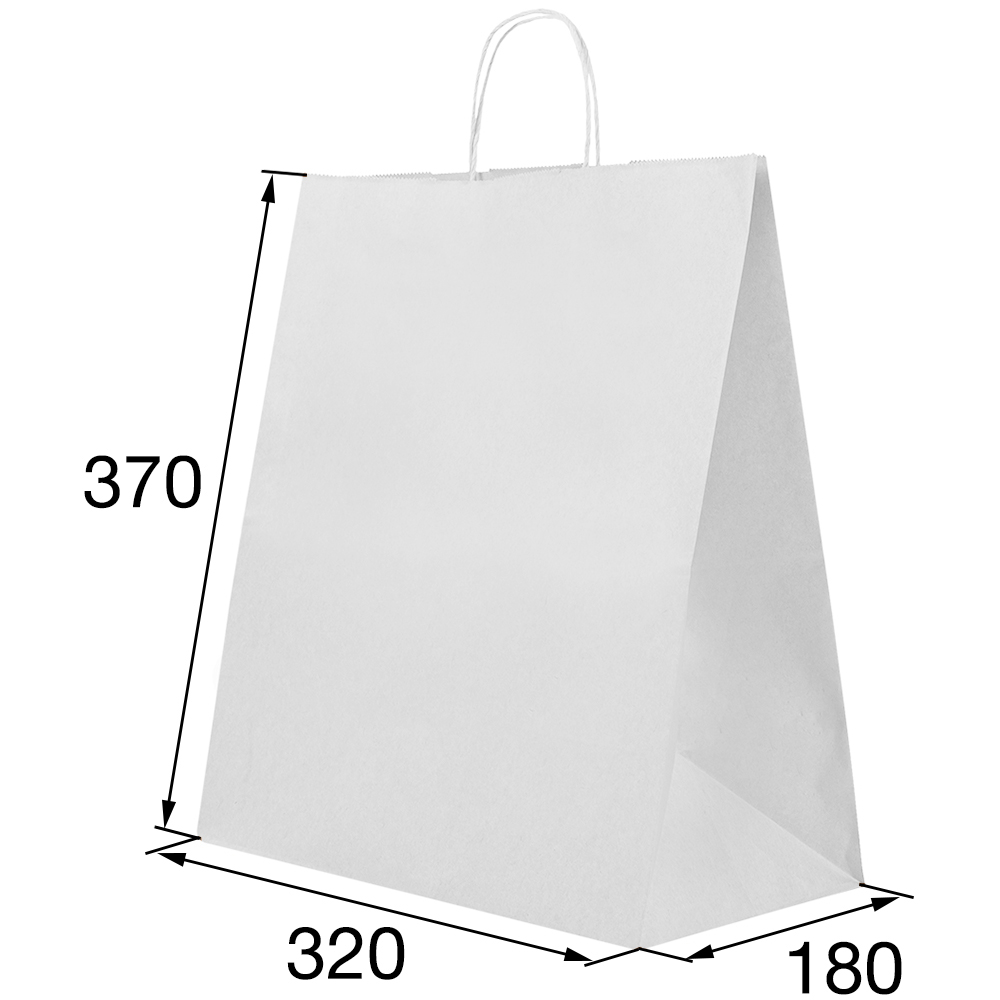 Белый пакет с крученой ручкой, 80 г/м², 32*18*37 см Белый пакет с крученой ручкой, 80 г/м², 32*18*37 см