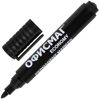 Маркер перманентный ОФИСМАГ «Economy», черный, 3 мм