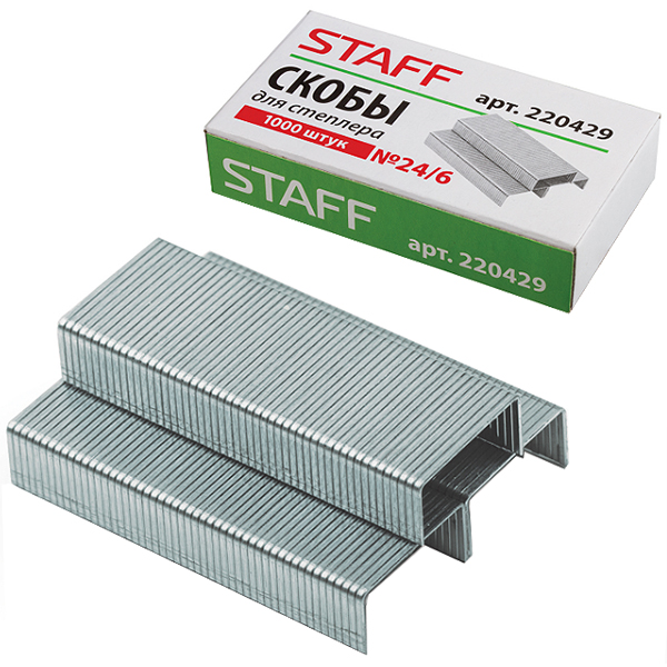 Скобы STAFF для степлера №24/6, 1000 шт. Скобы STAFF для степлера №24/6, 1000 шт.
