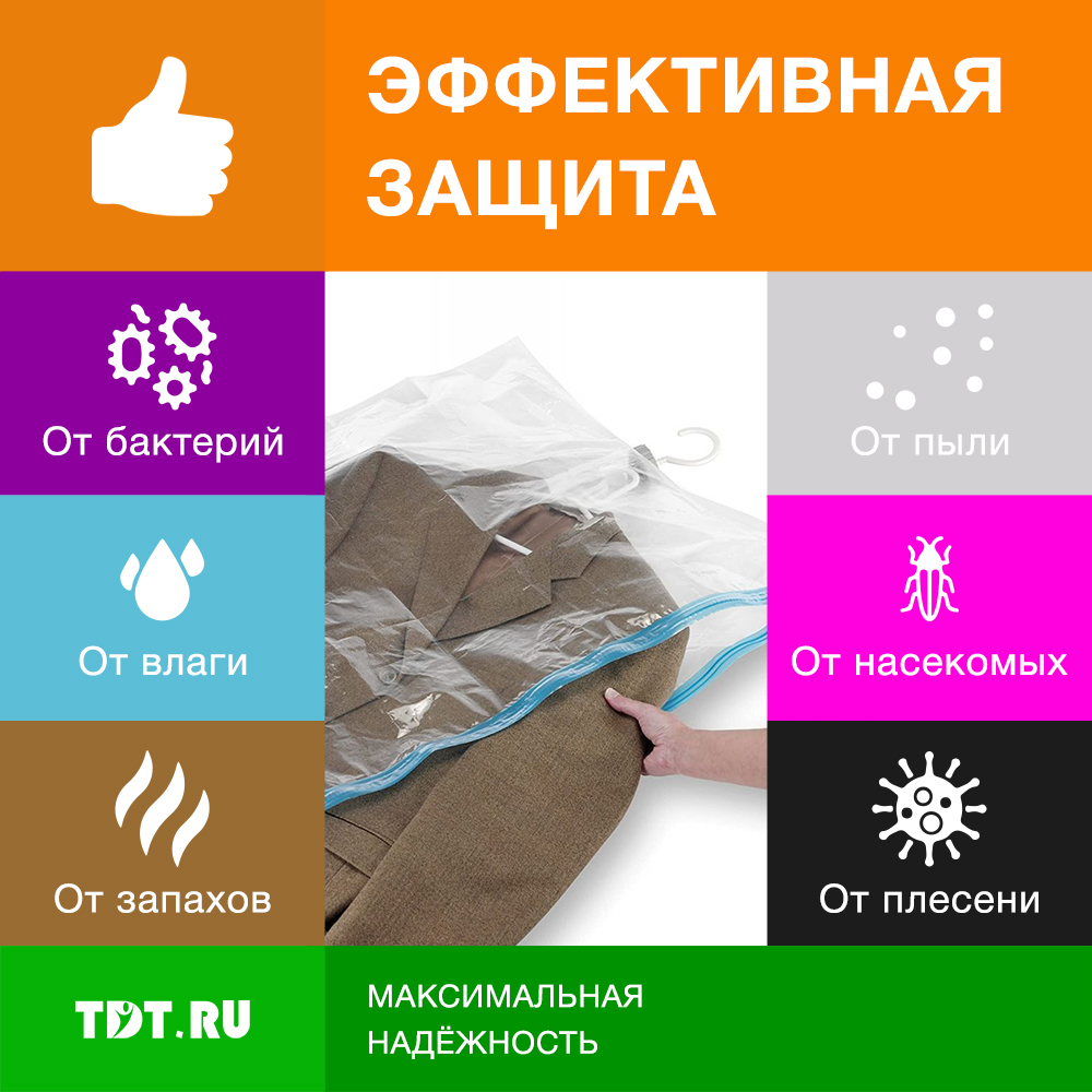 Вакуумный пакет Smart Storage с клапаном и вешалкой, 70*100 см, 1 шт. Вакуумный пакет Smart Storage с клапаном и вешалкой, 70*100 см, 1 шт.