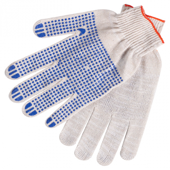 Рабочие перчатки ХБ Стандарт, с точечным ПВХ покрытием, 4 нити