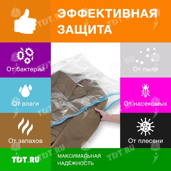Вакуумный трехмерный пакет Smart Storage с клапаном, 50*70*30 см, 1 шт.