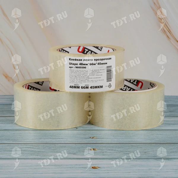 Клейкая лента прозрачная Utape, 48мм*66м*45мкм