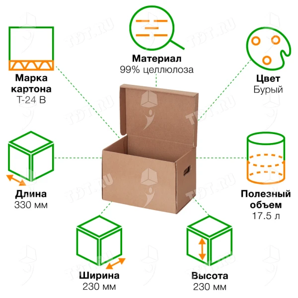 Короб для переезда №9 (архивный) А4, 330*230*230 мм, Т24