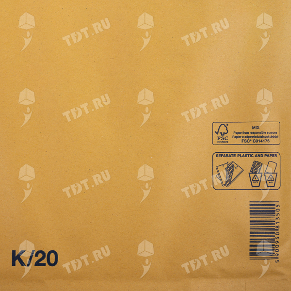 Бурый крафт пакет с прослойкой, 37*48 см, K-20-G (K/7)