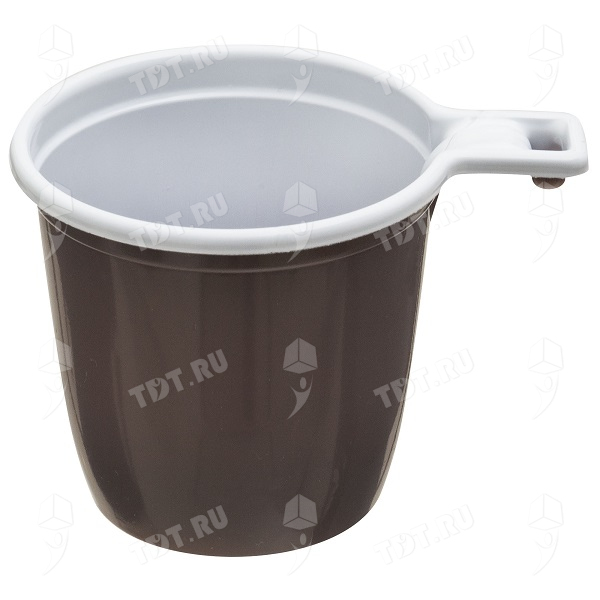 Пластиковая коричнево-белая чашка ИНТЕКО, 180 мл, 50 шт./уп.