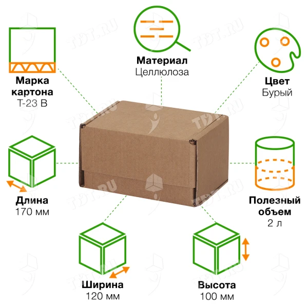 Почтовый короб тип «Ж» 1-й Класс, 170*120*100 мм, T-23 В, 100% целлюлоза