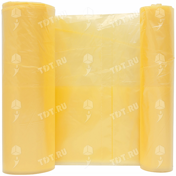 Полиэтиленовые пакеты ПСД 1000 литров (жёлтые), 125*230 см, 50 мкм, 10 шт./рулон