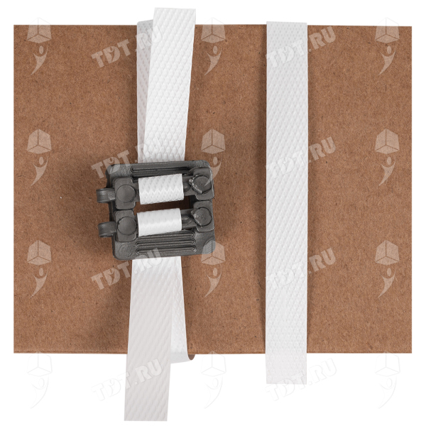Комплект для упаковки: ПП лента, 12мм*0.5мм*50м, белая + Пластиковые пряжки, 10 шт.