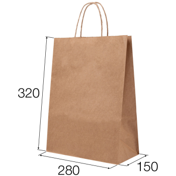 Бурый пакет с крученой ручкой, 70 г/м², 28*15*32 см