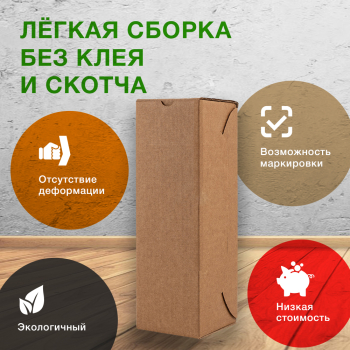 Картонная коробка для бутылки №95, 100*100*310 мм, Т-24 В Картонная коробка для бутылки №95, 100*100*310 мм, Т-24 В