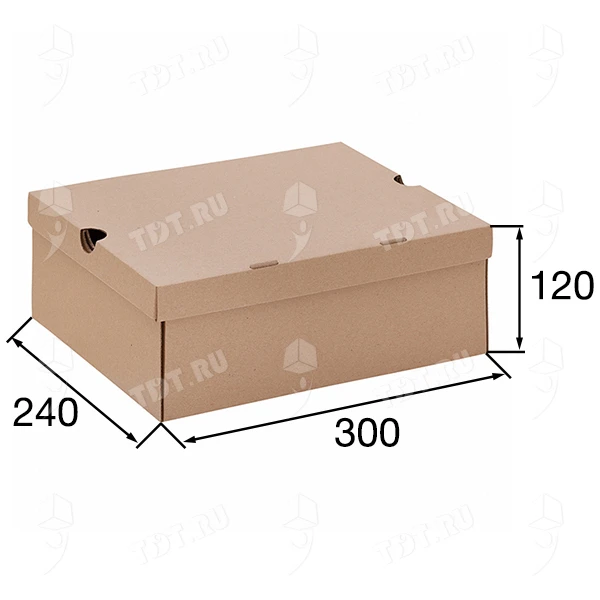 Бурая обувная коробка №75/1, 300*240*120 мм