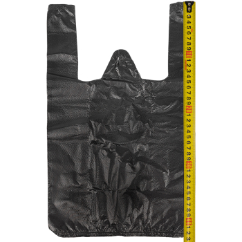 Черный пакет майка ПНД, 25+12*45см, 9 мкм, 100шт. Черный пакет майка ПНД, 25+12*45см, 9 мкм, 100шт.