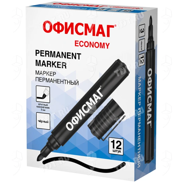 Маркер перманентный ОФИСМАГ «Economy», черный, 3 мм