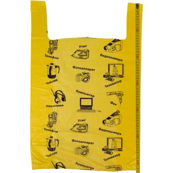Пакет майка ПНД «Электроника» желтый, 43+20*64см, 23 мкм, 50шт. Пакет майка ПНД «Электроника» желтый, 43+20*64см, 23 мкм, 50шт.