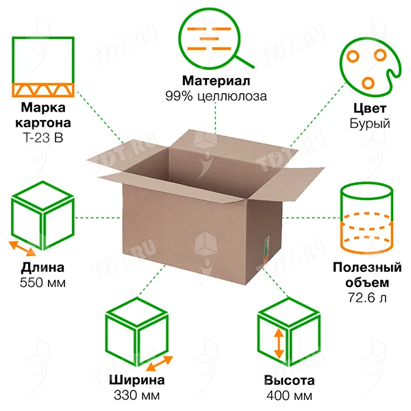 Картонный короб Деловые Линии тип «D3», 550*330*400 мм