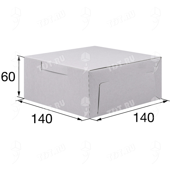 Коробка крафт кондитерская, беленая, 140*140*60 мм