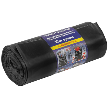 Мешки для мусора универсальные пакеты ПВД 220 литров, 90*130 см, 10 шт./рулон