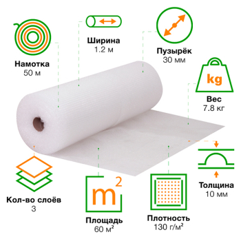 Биг бабл, Т130, 50*1.2 м, 130 г/м², трёхслойный