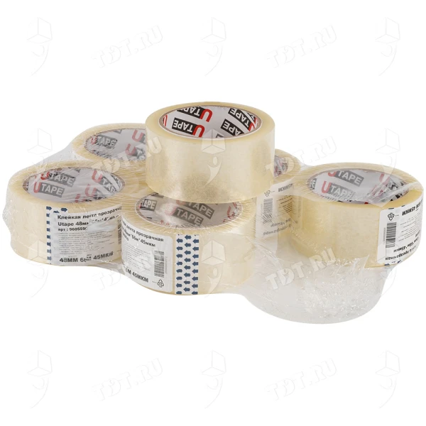 Клейкая лента прозрачная Utape, 48мм*66м*45мкм