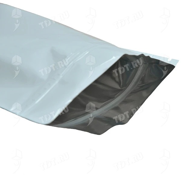 Фольгированный дой-пак с zip lock, белый, 13*16+3 см, 110 мкм (100 шт/уп)