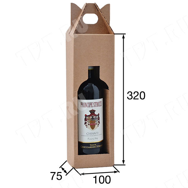 Картонный короб №80 под одну бутылку, 100*75*320 мм, Т-24 В