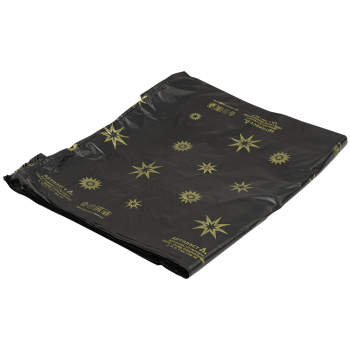 Пакет майка ПНД черного цвета «Звезды», 32+16*55см, 17 мкм, 50шт. Пакет майка ПНД черного цвета «Звезды», 32+16*55см, 17 мкм, 50шт.