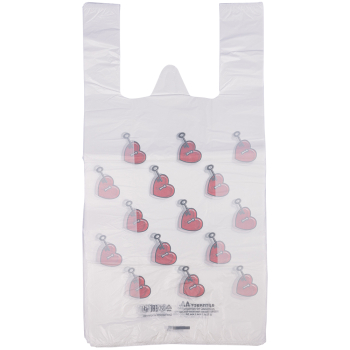 Полиэтиленовый пакет майка ПНД «Сердечки», 30+16*60см, 15 мкм, 50шт. Полиэтиленовый пакет майка ПНД «Сердечки», 30+16*60см, 15 мкм, 50шт.