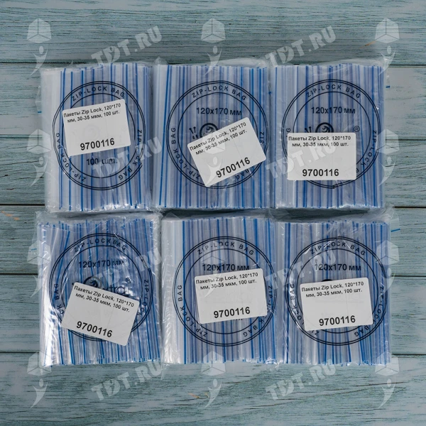 Пакеты Zip Lock, 120*170 мм, 30-35 мкм, 100 шт.