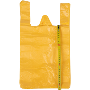 Полиэтиленовый желтый пакет майка ПНД, 25+12*45см, 11 мкм, 100шт. Полиэтиленовый желтый пакет майка ПНД, 25+12*45см, 11 мкм, 100шт.