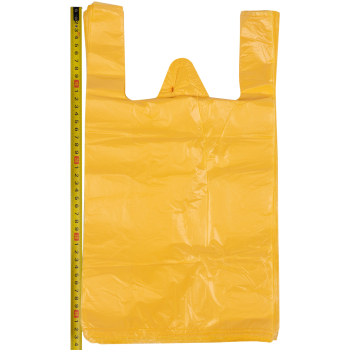 Полиэтиленовый желтый пакет майка ПНД, 25+12*45см, 11 мкм, 100шт. Полиэтиленовый желтый пакет майка ПНД, 25+12*45см, 11 мкм, 100шт.