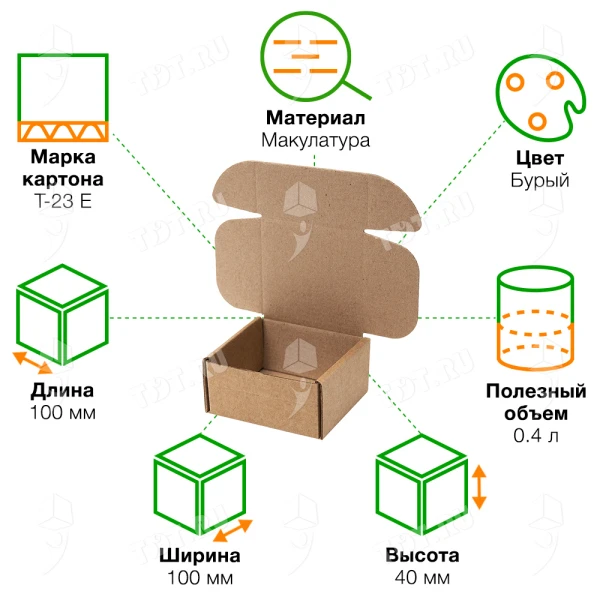 Самосборный короб №84, 100*100*40 мм, Т-23 Е