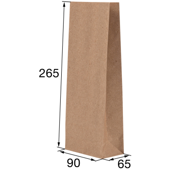 Крафт пакет без ручек, 70 г/м², 9*6.5*26.5 см