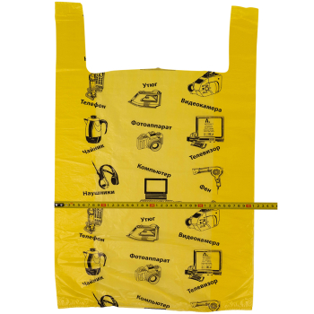 Пакет майка ПНД «Электроника» желтый, 43+20*64см, 23 мкм, 50шт. Пакет майка ПНД «Электроника» желтый, 43+20*64см, 23 мкм, 50шт.