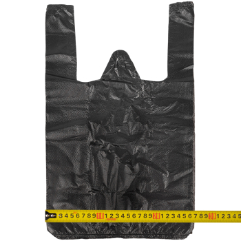Черный пакет майка ПНД, 25+12*45см, 9 мкм, 100шт. Черный пакет майка ПНД, 25+12*45см, 9 мкм, 100шт.